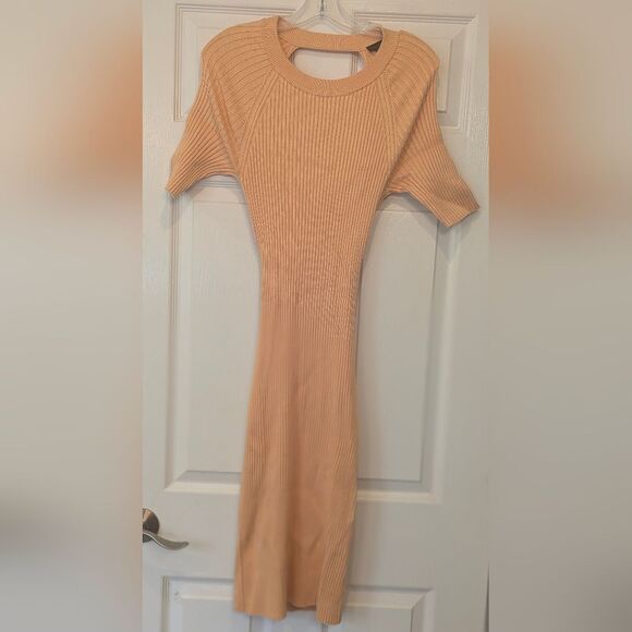 NWT House of Harlow 1960 Midi Short Sleeve Open Back Sweater Dress Sheath M Prom - Picture 2 of 7